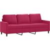 vidaXL Divano a 3 Posti Rosso Vino 180 cm in Velluto