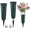 PEAKTOP 2PCS Plastica Vasi Da Fiori Per Tombe, Verde Vaso Per Cimitero, Vasi Per Cimitero, Staccabile Vasi Commemorativi, Cimitero Decorazioni Vaso Per Tombe Cimiteriali Grave Vases With Spike