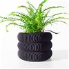 MUGALAB - Vaso di Design Maro, PLA Ecologico, Disponibile in 6 Colori, 4 Dimensioni (9-12-14-16cm), Moderno ed Ecosostenibile, Texture Ondulata, Made in Italy (Nero, 16cm Diametro)