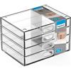 Acan Tradineur Mini Cassettiera A6 Trasparente con 4 Cassetti in Plastica Organizzatore Cosmetici Trucco Accessori per Cucito Viti Made in Spagna - 11 x 17 x 12,5 cm