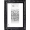 CLAMARO 'OTTO' Cornice portafoto antica (DIN A2) 42 x 59,4 legno massello | nero opaco | 80 mm di larghezza Shabby Chic Vintage Barocco, cornice in legno con vetro acrilico, parete posteriore, gancio