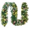 UISEBRT Ghirlanda di Natale Ghirlanda di Abete 8M, Con a LED Luce Pigne Bacche rosse Ghirlanda artificiale Decorazione natalizia Ghirlanda natalizia interni ed esterni (Tipo B con catena leggera)