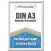 DisplayLager - Cornice a Scatto da 25 mm, Profilo in Alluminio e Disco di Protezione antiriflesso e Materiale di Fissaggio (A3, Bianco)