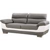 Habitat et Jardin Divano fisso in pelle ricostituita e PVC Dallas - 210 x 88 x 90 cm - 3 posti a sedere - Grigio/bianco