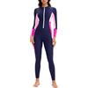Ausing Costume da bagno integrale da donna Rashguard Tuta da donna, costume da bagno intero sport acquatici Surfing EU XS-3XL=Tag S-4XL, Blu Rosa, L