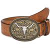 Eohak Cintura da uomo in pelle PU goffrata stile cowboy, stile vintage, adatta per girovita da 71,1 a 96,5 cm, Marrone, Suit for 31-35 waist