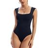 Aranmei Body da donna sexy causale con scollo quadrato senza maniche canotta body Teddy Clubwear per uscire