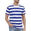 COSAVOROCK Maglietta a Righe Uomo Camicia in Cotone a Maniche Corte, Blu & Bianco, XXL