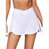 SHEKINI Costume da bagno da donna, elegante, gonna bikini, gonna corta, integrata, casual, sportivo, da spiaggia, bikini, bianco, L