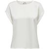 ONLY Onllieke S/S Satin Mix Top Wvn Noos Camicia a Maniche Corte, Bianco, M Donna
