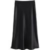 ZRHWSPD Gonna Raso Gonna in Raso da Donna, Gonna Lunga, Midi Nera Primaverile ed Estiva, Elegante in Ufficio(Black,S)