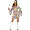 FIESTAS GUIRCA | Costume Flower Power Hippie Donna (42-44/L) - Vestito e Fascia per la Testa - Costumi Anni '60, Feste a Tema, Carnevale e Halloween - Ideale per Adulte - Multicolore