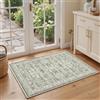 Klyvvo Bohemien Tappeto Atrio atrium 60x90 cm, 0.85cm Pelo corto Tappeto con motivi floreali, 1200 g/m³ poliestere, lavabile in lavatrice, TPE antiscivolo base, per camera da letto, Verde