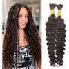 Unipearl Capelli umani ricci profondi, per trecce bohémien, 2 ciocche, 45 cm, 100 g, extension per capelli ondulati #4 marrone cioccolato