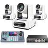 Tenveo Bundle/Kit Telecamera PTZ e Controller 3 Telecamere NDI PTZ 4K con Auto-Tracking AI 20X Zoom, SDI/HDMI/USB3.0/LAN(PoE), Controller Joystick NDI Screen da 5" con Switch PoE