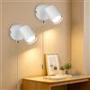 Ketom 2 Pezzi Applique da Parete Interno Moderno, GU10 Applique Camera da Letto, Faretti da Muro Orientabili, con Interruttore a Tirante, Faretto LED Interno da Parete Bianco, Senza Lampadina