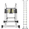 Eulenke Scala telescopica da 3,8 m (1,9 + 1,9 m), antiscivolo, portata 150 kg, scala in alluminio per riparazioni domestiche, scala allungabile, scala pieghevole