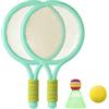 KQFCAZRE 2 Pezzi Racchette Badminton Bambini Corpo Corto Testa Grande con Volano Pallina Bag Include Materiale Durevole Leggero Adatto per Parco Cortile,