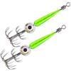 Evenoonest Ganci LED Glow Squid Jig, esche da pesca notturna in ABS per seppie e per polpo, con perline riflettenti rosa, 7,5 cm, confezione da 2 (4# verde)