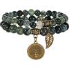 Farfume Braccialetti Chakra da donna - Bracciale con cristalli di pietre curative per donna Bracciale con pietre preziose naturali - Un set di braccialetti con doppia perla(Agata muschiata)