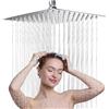 Gowkeey Soffione Doccia 12 Pollici, Doccia Fisso Piazza, Soffione per Doccia in Inox 304, Testa Doccia Regolabile 360°, Può essere installato a parete o a soffitto 20CM (12 pollici - Quadrato)