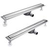 Finmrys Canalina per doccia, 120 cm, piastrellabile, in acciaio inox a 360 gradi, set completo di scarico per doccia, sifone extra piatto, con antiodore e filtro per capelli, scarico doccia,
