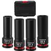 CASOMAN Set di 4 chiavi a bussola da 1,3 cm, 1/2 dimensioni sottili, chiavi a bussola per ruote, 17,5 mm, 19,5 mm, 21,5 mm e 22,5 mm, acciaio CR-MO
