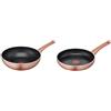 Lagostina Ramata Wok Antiaderente in Alluminio Ø 28 cm con Esterno Effetto Rame & Ramata Padella Antiaderente in Alluminio Ø 24 cm con Esterno Effetto Rame