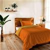 Italian Bed Linen Copripiumino Singolo, Tinta Unita Double Face, Parure Copripiumino VERA, con Sacco Piumone 150x200cm + federa 50x80cm ARANCIO/GIALLO