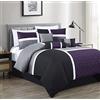 Chezmoi Collection Upland - Set di 7 trapunte patchwork in poliestere, viola, nero/grigio, per letto king size