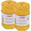 Stafil My Macramè Cordy 4 mm - Set da 2 Gomitoli in Cotone Riciclato (200 g x 2, 85 m x 2) - Cordino per Macramè, Crochet e Borse, Ambra