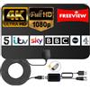Extraible Antenna TV per interni con raggio di oltre 250 miglia per Smart TV, antenna Freeview con ripetitore di segnale ad alto guadagno per HDTV 4K 1080P e radio VHF UHF DAB con cavo coassiale da 14,5 m