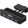 JESWO Hub USB 3.0 a 4 porte, hub USB con morsetto, collegamento di alimentazione aggiuntivo e cavo lungo 150 cm, adattatore USB per Windows 11, 10 e 8, Mac OS e Linux 2.6.14
