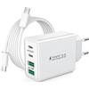 LumFocus Caricatore USB C, 40 W 4 porte presa caricatore iPhone veloce multipla presa USBC con cavo USB C 2M per iPhone 16 15 Pro Max Plus 6e iPad, Samsung,adattatore di alimentazione tipo C con cavo