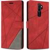 SONWO Cover per Oppo A9 2020 / Oppo A5 2020, Flip Caso in PU Pelle Case Cover Custodia con Slot per Schede e Supporto Stand per Oppo A11X / Oppo A11 / Oppo A11N, Rosso