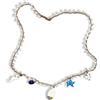 Handmade Collana bianca all'uncinetto con ciondoli estivi in ceramica
