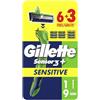 Gillette Sensor 3+ Sensitive Rasoio Da Uomo Con Testina Oscillante A 40° E 3 Lame Delicate Sulla Pelle, 1 Manico Ergonomico + 9 Lamette Di Ricambio