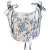 Antermaxier Donne Vintage Floreale Stampa Gilet Fiore Ricamo Modello Stretto Coulisse Tie-up Serbatoio Bustier Corsetto