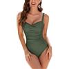 WIN.MAX Costume Intero Donna, Costume Intero con Controllo della Pancia, Costume da Bagno Taglie Forti per Donna Monokini Push-up Vintage, per Coppe da C a DD (Verde Scuro, IT48)