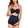 EastElegant Costume da bagno premaman intero con ritaglio sul retro bikini incinta smerlato, Blu navy, L