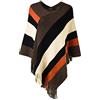 Ferand - Pullover Poncho Maglione da Donna con Frangia - Lavorato a Maglia, Mantella, Righe Grandi, Coprispalle Elegante