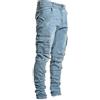 PHJTOMK Pantaloni Cargo Uomo Slim Vita ELastica Solida Jeans EElastici Classici Multi - Tasche Pantaloni Da Trekking Di Lavoro Confortevoli E Leggeri, Blu 1, 3XL