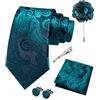 RBOCOTT Cravatta Paisley e tasca quadrata con gemelli, spilla da bavero, fermacravatta da uomo, 5 pezzi