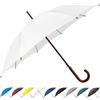 SoulRain - Ombrello bianco da 121,9 cm, grande, antivento, per matrimonio, per pioggia, apertura automatica, ombrello vintage con manico e asta in legno, elegante ombrellone per donne e uomini, bianco