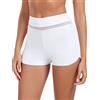 Ocean Blues Pantaloncini da donna a vita alta con bordo in rete Tankini Boyshorts, bianco, M