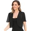 Yetoun - Bolero coprispalle da donna, in morbido chiffon, aperto sul davanti, a maniche corte, cardigan corto per abito da sera