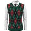 Coofandy Ztj006702 Casual Uomo | Maglione classico a rombi da uomo, senza maniche, per uso quotidiano, Natale e Halloween