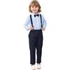 mintgreen Bambino Vestito Battesimo Neonato, Abito per Bambini Manica Lunga Set di Vestiti con Cravatta Fiocco, Blu, 3-4 Anni, 110