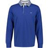 GANT Uomo Polo A Maniche Lunghe in Chambray Pesante da Rugby Regolare, Evening Blue