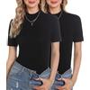 Totatuit Magliette Donna Estive Manica Corta Shirt Elegante Basic Dolcevita Maglietta Top a Collo Alto Lupetto Casual Pullover di Base Slim Fit Morbida Sexy